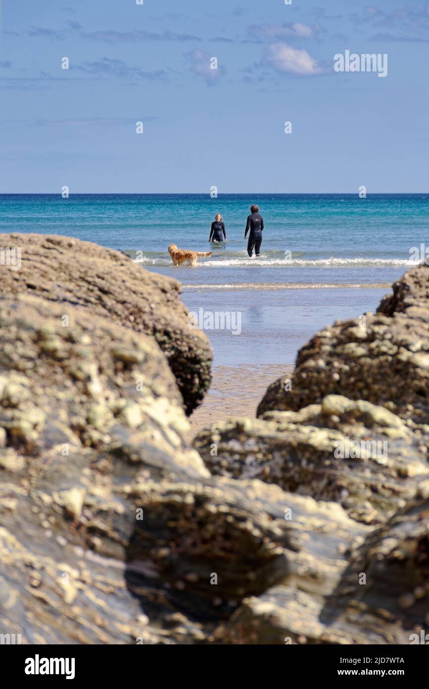 Maenporth spiaggia, controvaglia Foto Stock