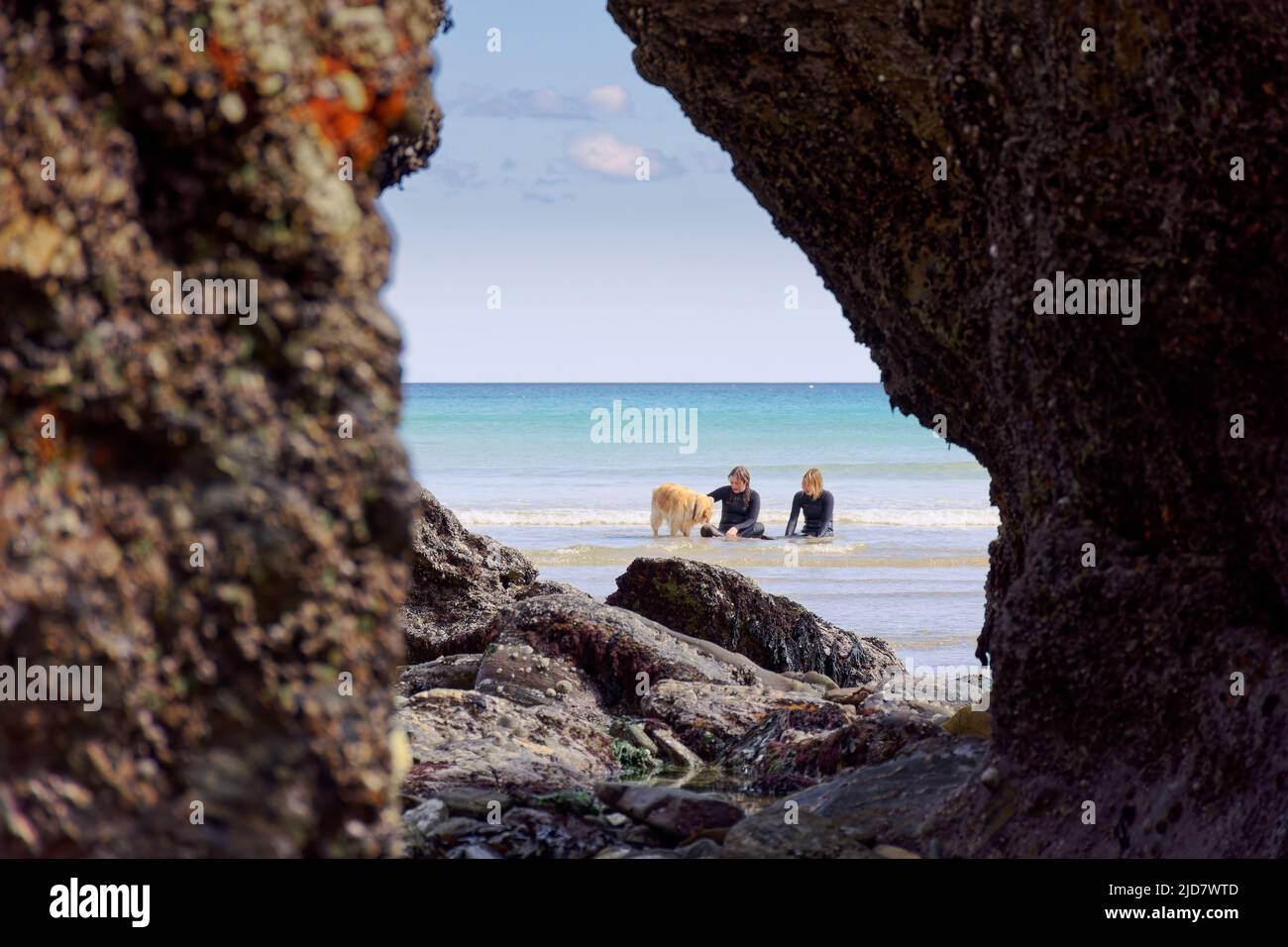 Maenporth spiaggia, controvaglia Foto Stock