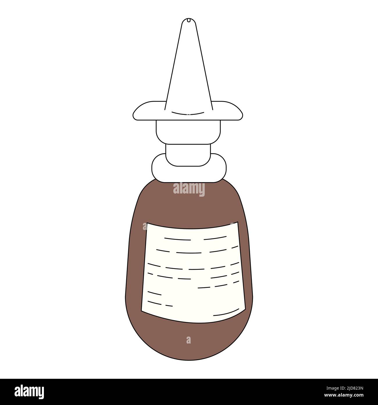 Medicinale per un naso che cola sotto forma di spray. Illustrazione vettoriale in stile cartoon isolato su sfondo bianco Illustrazione Vettoriale