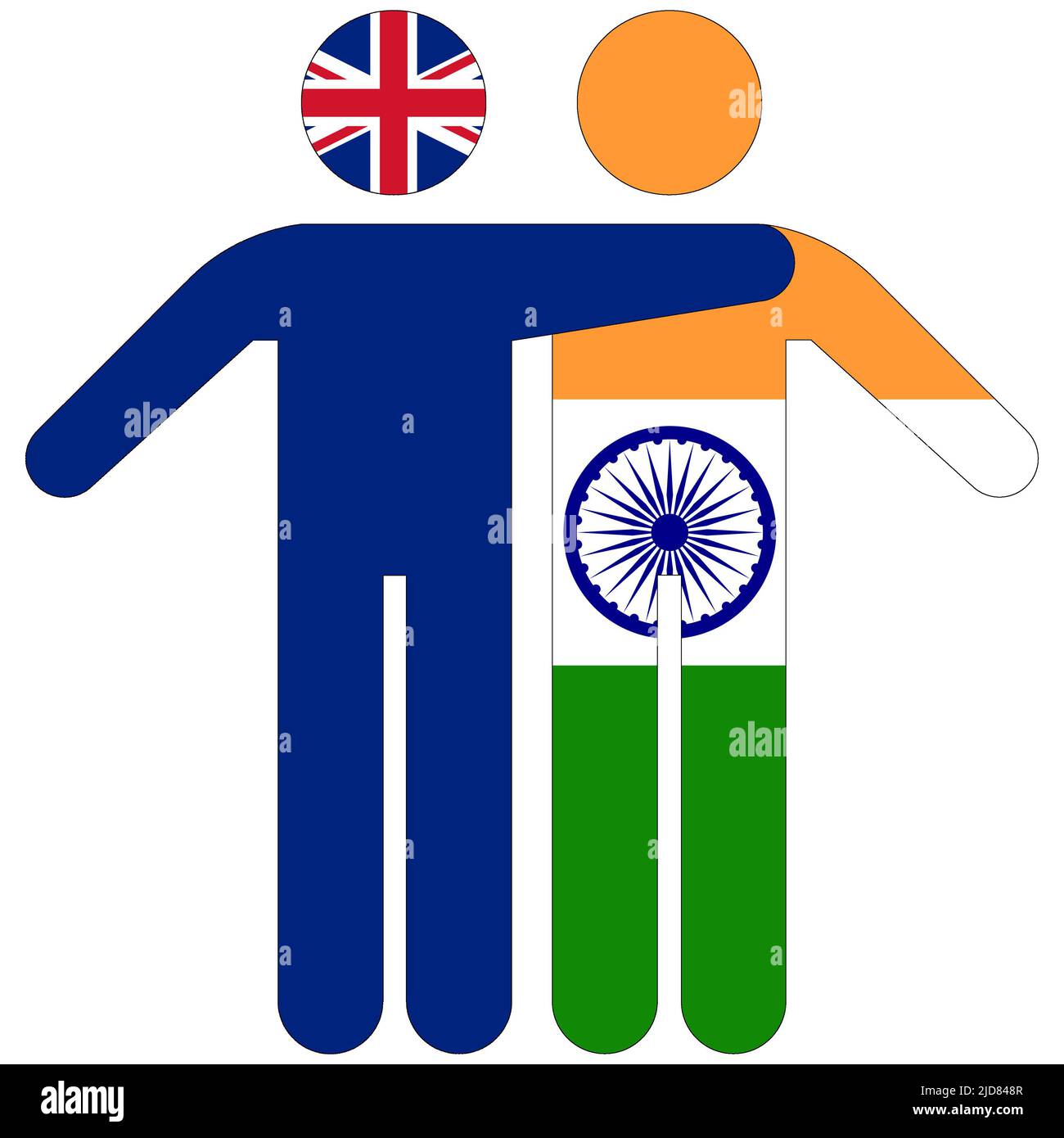 UK - India : concetto di amicizia su sfondo bianco Foto Stock