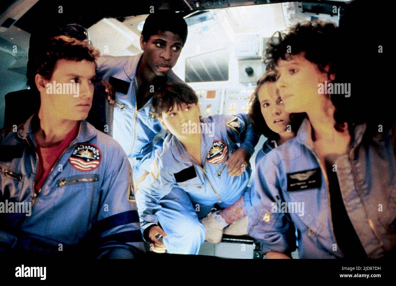 DONOVAN, SCOTT, PHOENIX, THOMPSON, CAPSHAW, SPACE CAMP, 1986, Foto Stock