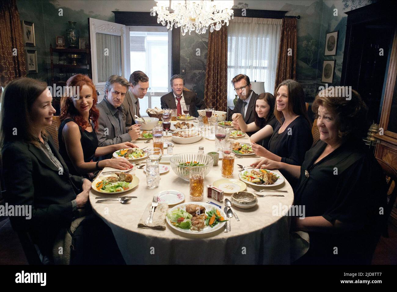 NICHOLSON,LEWIS,MULLONEY,CUMBERBATCH,COOPER,MCGREGOR,BRESLIN,ROBERTS,MARTINDALE, AGOSTO: OSAGE COUNTY, 2013, Foto Stock