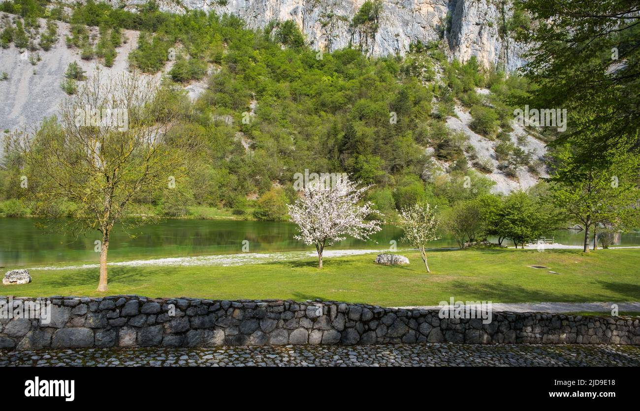 Riserva naturale di Nembia. Oasi naturalistica del lago di Nembia nel Trentino Alto Adige occidentale - Parco Naturale Adamello-Brenta - Nord Italia - Sud UE Foto Stock