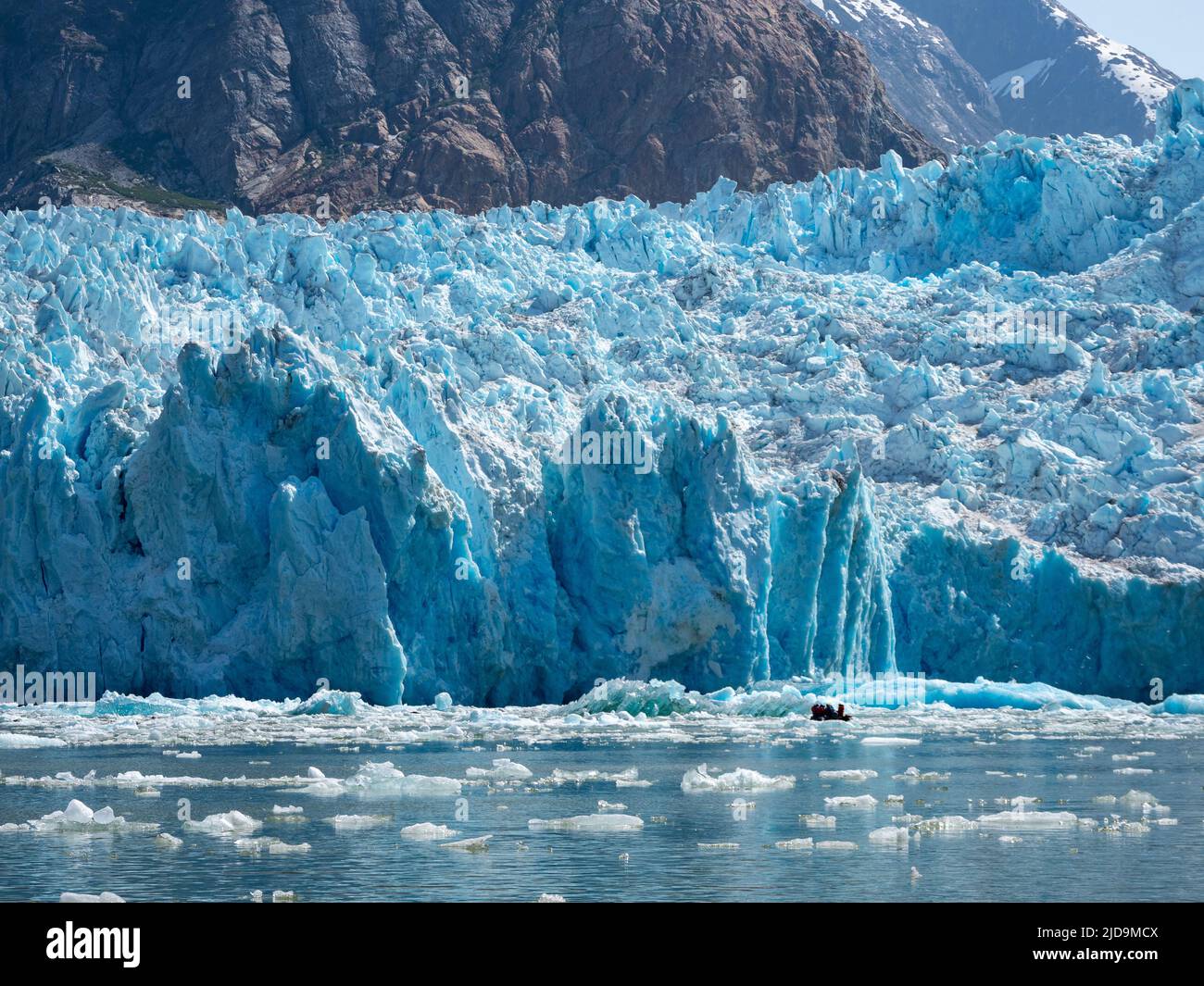 Il ghiacciaio Tidewater South Sawyer nel fiordo Tracy Arm, nell'Alaska sud-orientale, USA Foto Stock