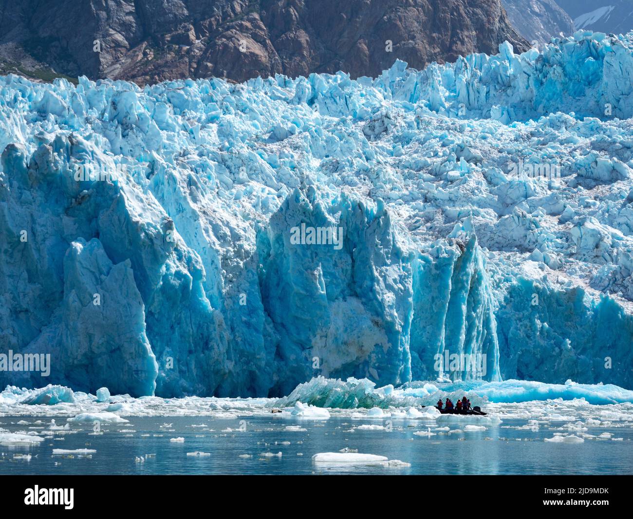 Il ghiacciaio Tidewater South Sawyer nel fiordo Tracy Arm, nell'Alaska sud-orientale, USA Foto Stock