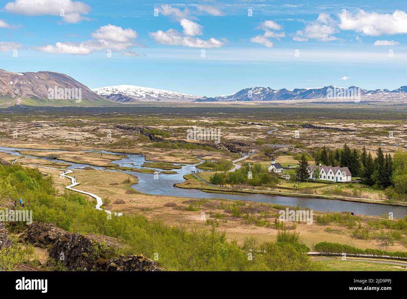 Vista panoramica del Parco Nazionale di Thingvellir in Islanda Foto Stock