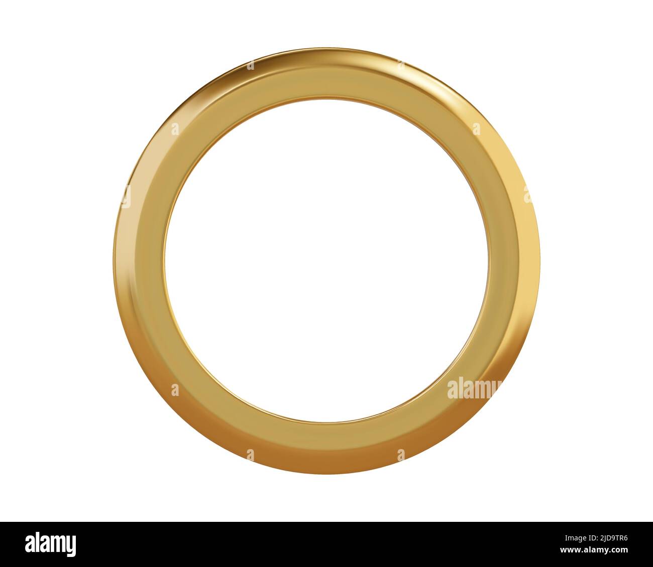 Anello passacavo in metallo dorato per carta, cartoncino, etichetta, adesivo o appendiabiti isolato su sfondo bianco. Banner in acciaio o cerchio cromato realistico occhiale mockup. Illustrazione Vettoriale