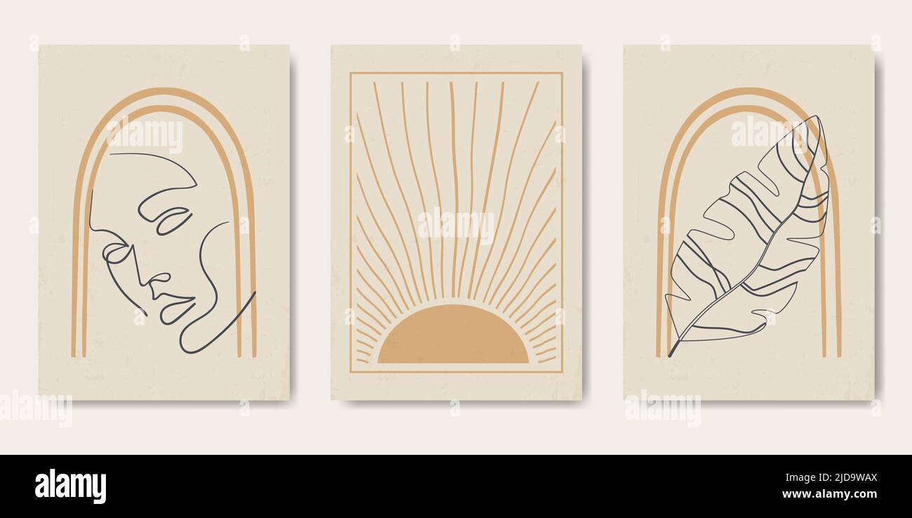 Set di poster astratto artistico minimalista e creativo Illustrazione Vettoriale