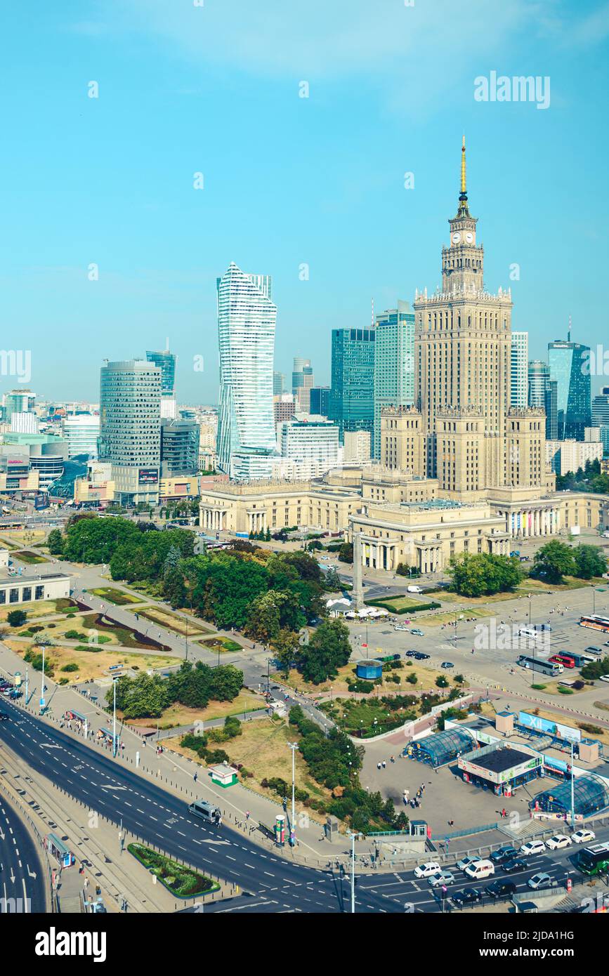Varsavia, Polonia - Luglio-20-2019. Il Palazzo della Cultura e il centro della città nella capitale polacca Foto Stock