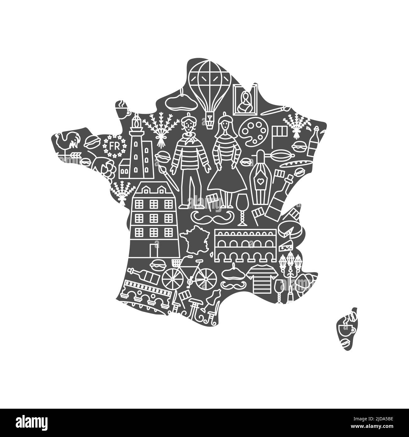 Concetto France Country Line Illustrazione Vettoriale