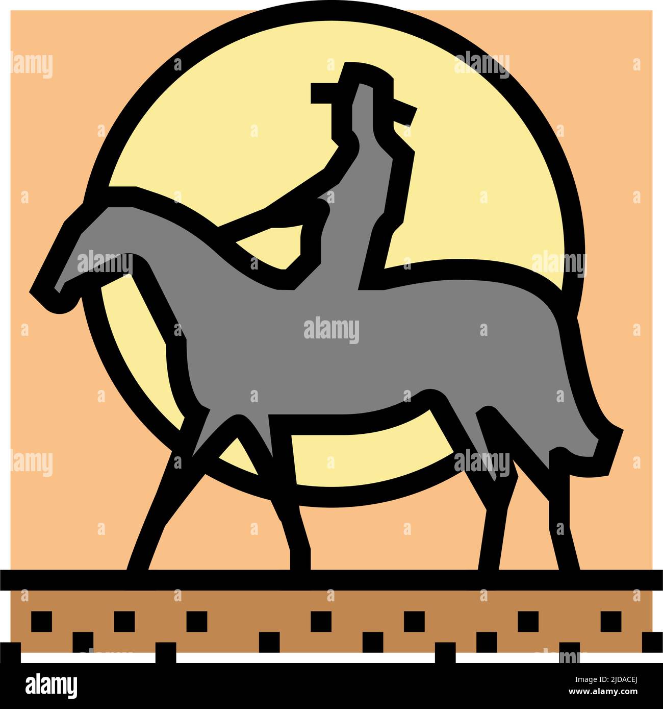 western cowboy cavalcare cavallo sul tramonto icona vettore illustrazione Illustrazione Vettoriale