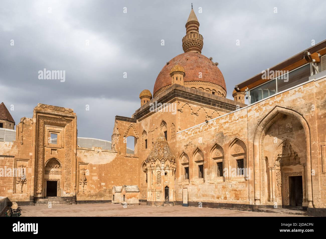 Cortile interno del palazzo di Ishak Pasha, Anatolia orientale, Turchia Foto Stock