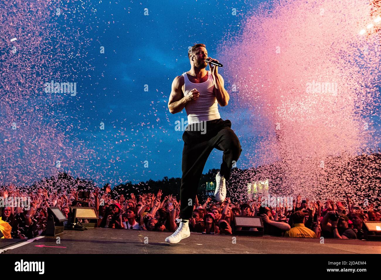 2022-06-19 22:06:05 LANDGRAAF - la band pop rock americana Imagine Dragons con il cantante Dan Reynolds si esibirà durante il terzo giorno del festival musicale Pinkpop. ANP PAUL BERGEN paesi bassi fuori - belgio fuori Foto Stock