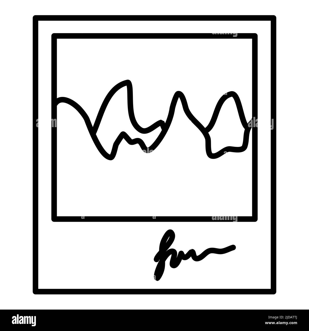 Cute foto cornice memoria per le vacanze in montagna. Foto istantanea della fotocamera per un album fotografico di viaggio. Divertente gamma minimalista di montagne Illustrazione Vettoriale