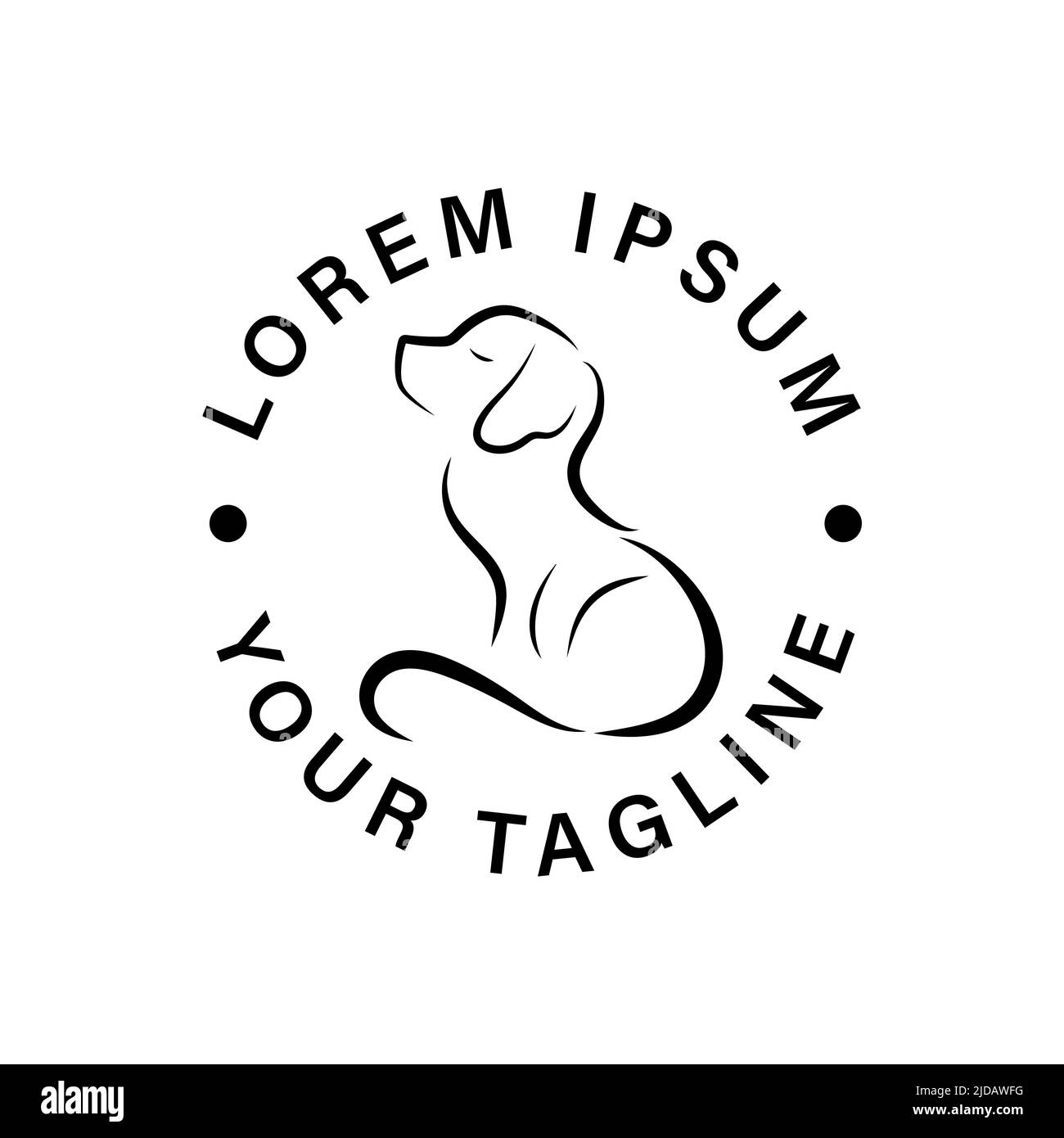 Elegante icona cane stile linea per negozio di animali domestici, grooming, hotel e mostra Illustrazione Vettoriale