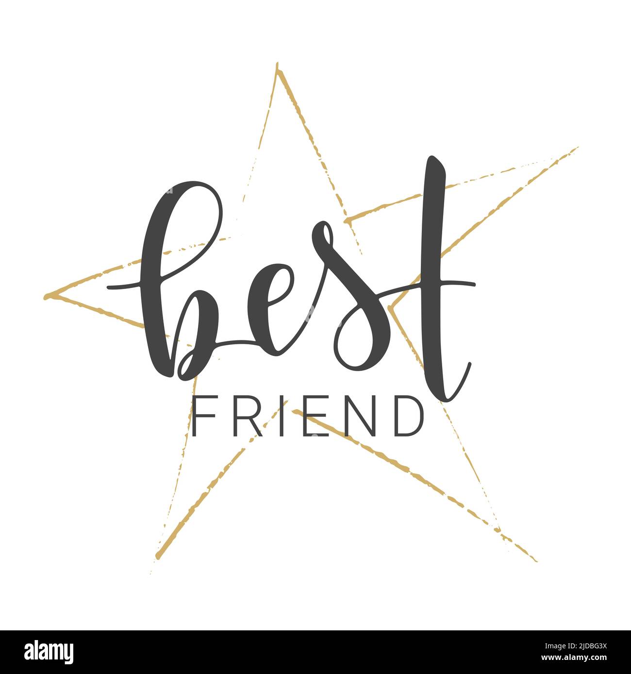 Scritta a mano di Best Friend. Modello per Banner, biglietto d'auguri, cartolina, invito, festa, Poster, adesivi, prodotti a stampa o Web. Illustrazione Vettoriale