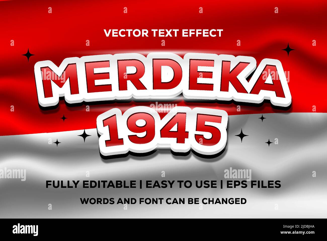effetto testo vettoriale merdeka completamente modificabile Illustrazione Vettoriale