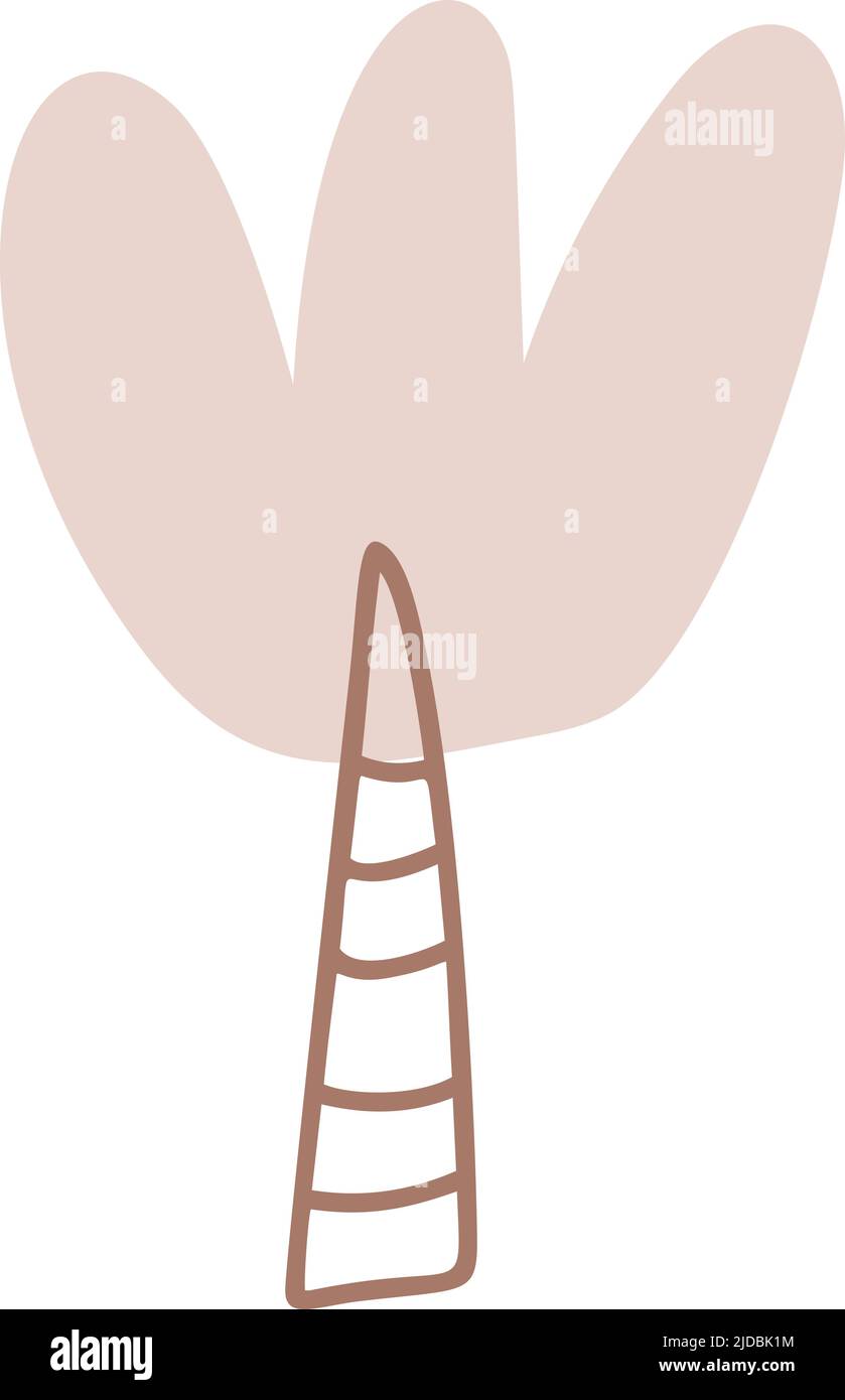 Palma tropicale scandinavo astratto carino poster d'arte. Illustrazione vettoriale piatta. Atmosfera estiva per i bambini Wall art, cartolina, modello biglietto d'auguri Illustrazione Vettoriale