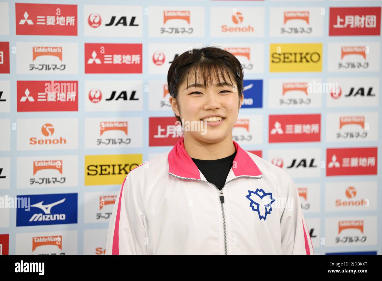 Tokyo Metropolitan Gymnasium, Tokyo, Giappone. 17th giugno 2022. Ayaka Sakaguchi, 17 GIUGNO 2022 - Ginnastica artistica : il campionato 76th All Japan Artistic Ginnastica Apparatus, Conferenza stampa al Tokyo Metropolitan Gymnasium, Tokyo, Giappone. Credit: MATSUO.K/AFLO SPORT/Alamy Live News Foto Stock