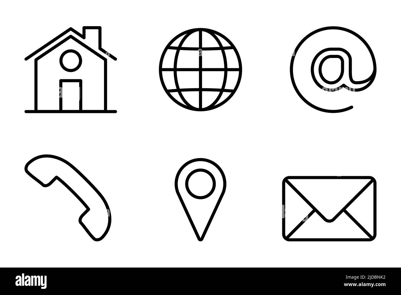 Contattateci insieme di icone per il Web e il cellulare. Set di comunicazione. Illustrazione vettoriale stile contorno Illustrazione Vettoriale