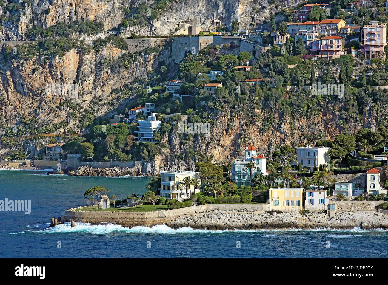 Francia, Provence-Alpes-Côte d'Azur, EZE cornice, ville della costa, (foto aerea) Foto Stock