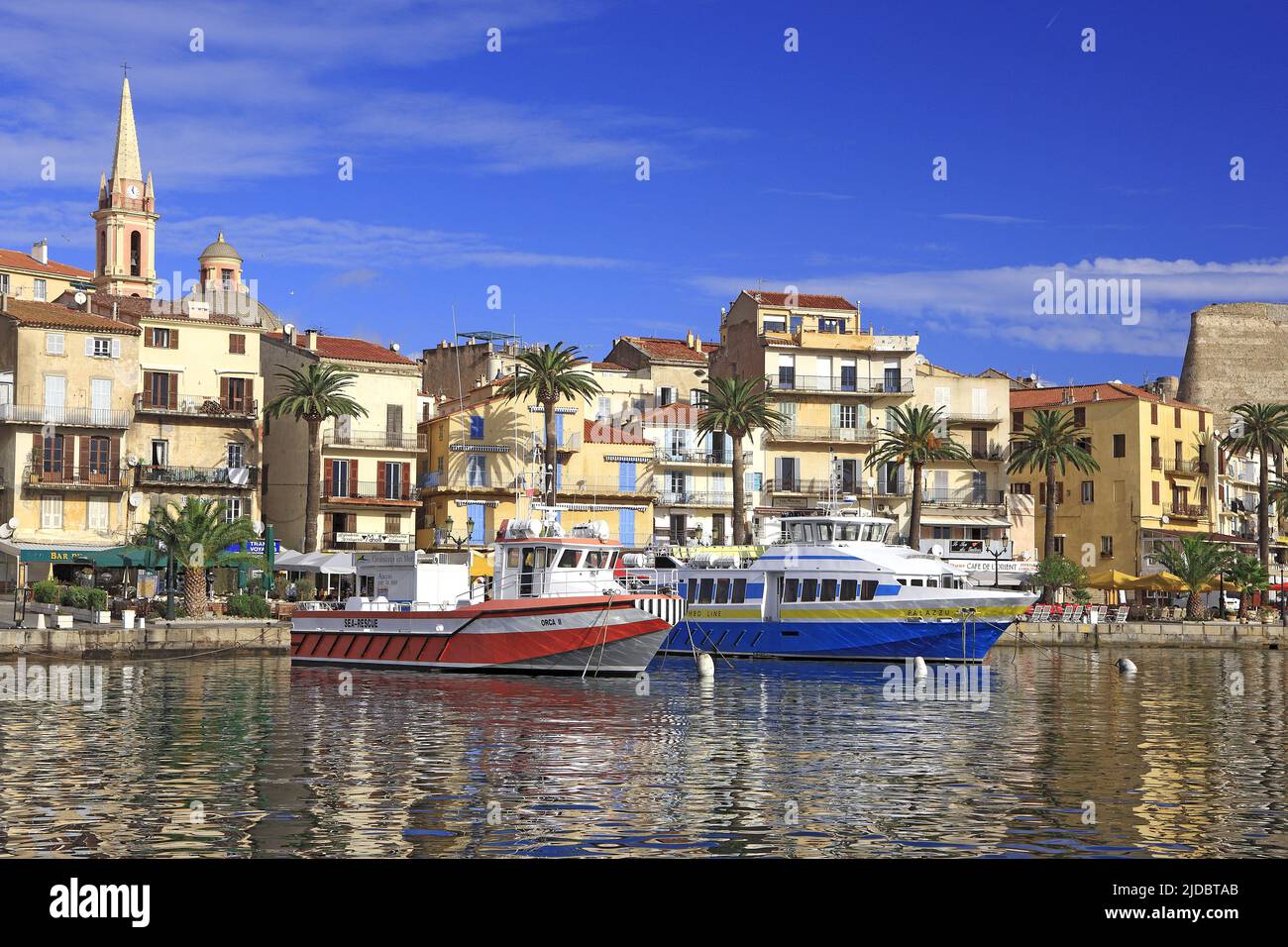 Francia, Corsica Calvi, la vista generale del porto turistico Foto Stock