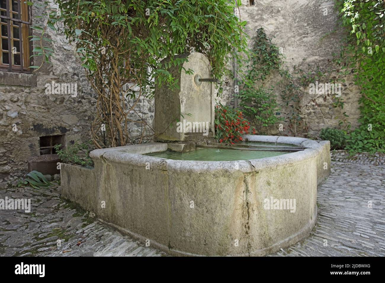 Francia, Drôme Châtillon-en-Diois, fontana del villaggio Foto Stock