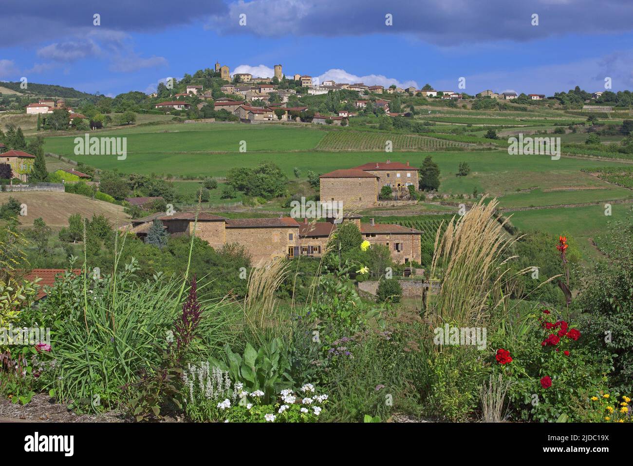 Francia, Rhône (69) Oingt borgo medievale classificato 'Most bei villaggi in Francia, la terra di pietre d'oro, Foto Stock