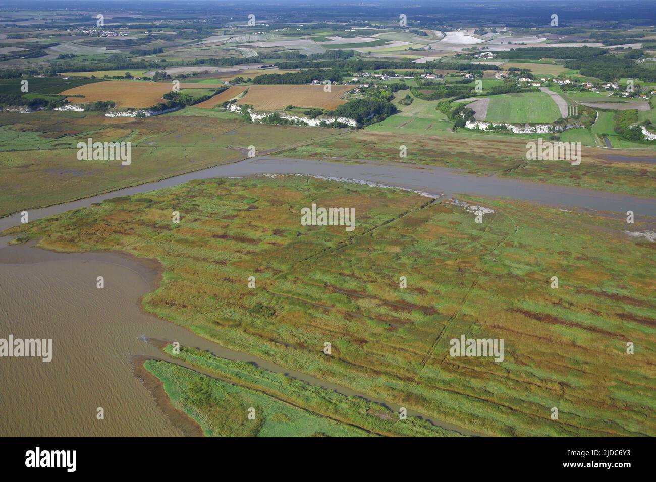 Francia, Charente-Maritime, Gironde Estuary Landscape (vista aerea) Foto Stock