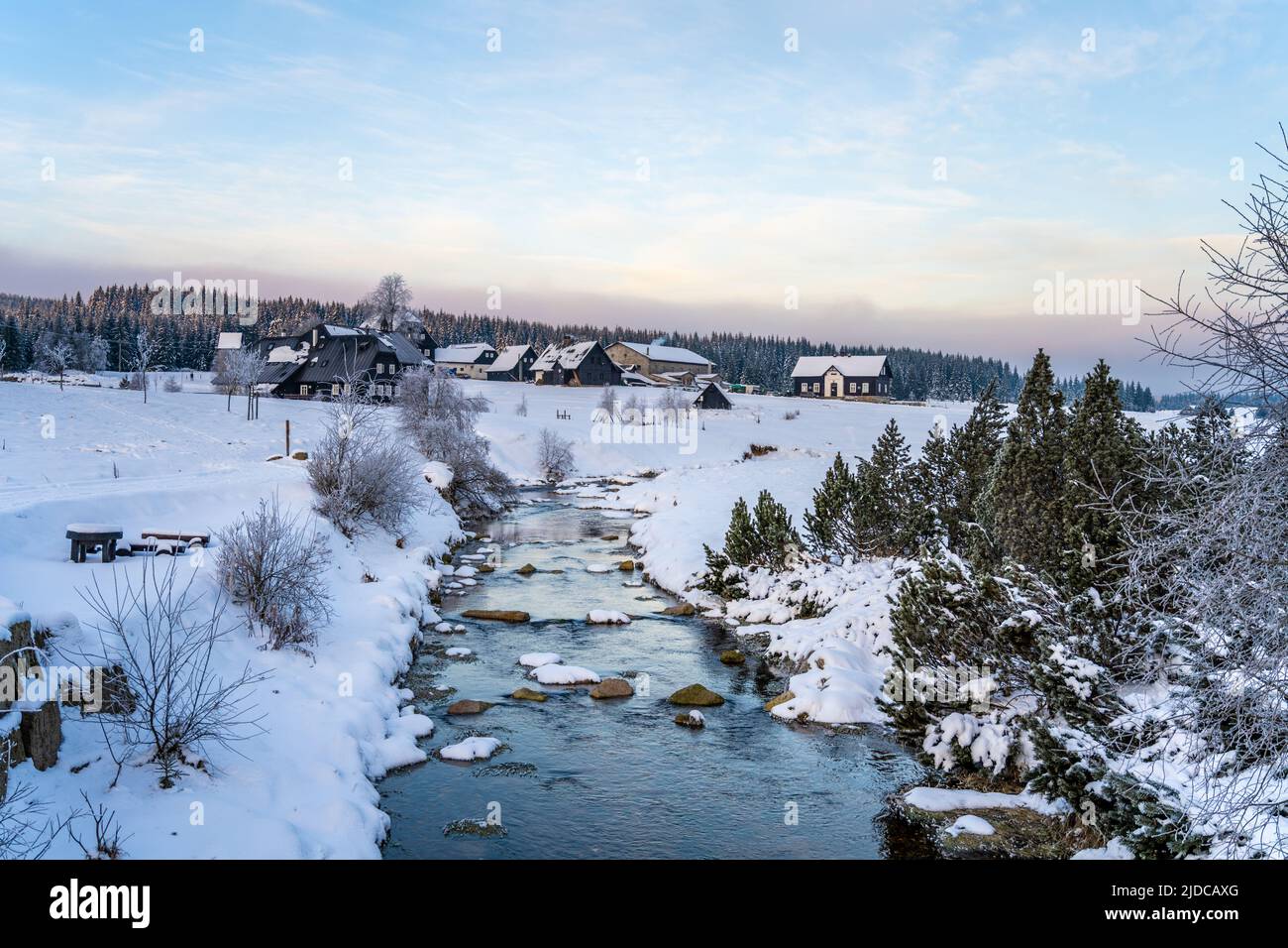 Paesaggio invernale dei Monti Jizera Foto Stock