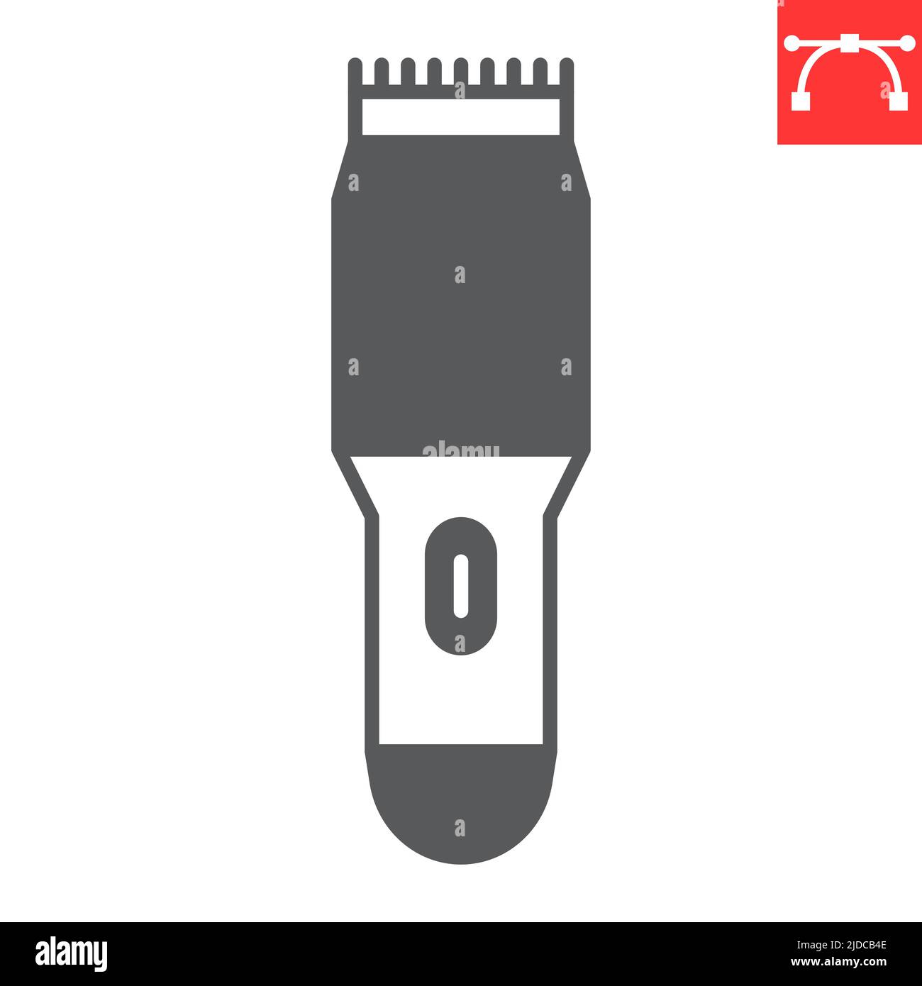 Rifinitore per capelli icona glifo, barbiere e parrucchiere, regolacapelli icona vettore, grafica vettoriale, tratto modificabile segno contorno, eps 10. Illustrazione Vettoriale