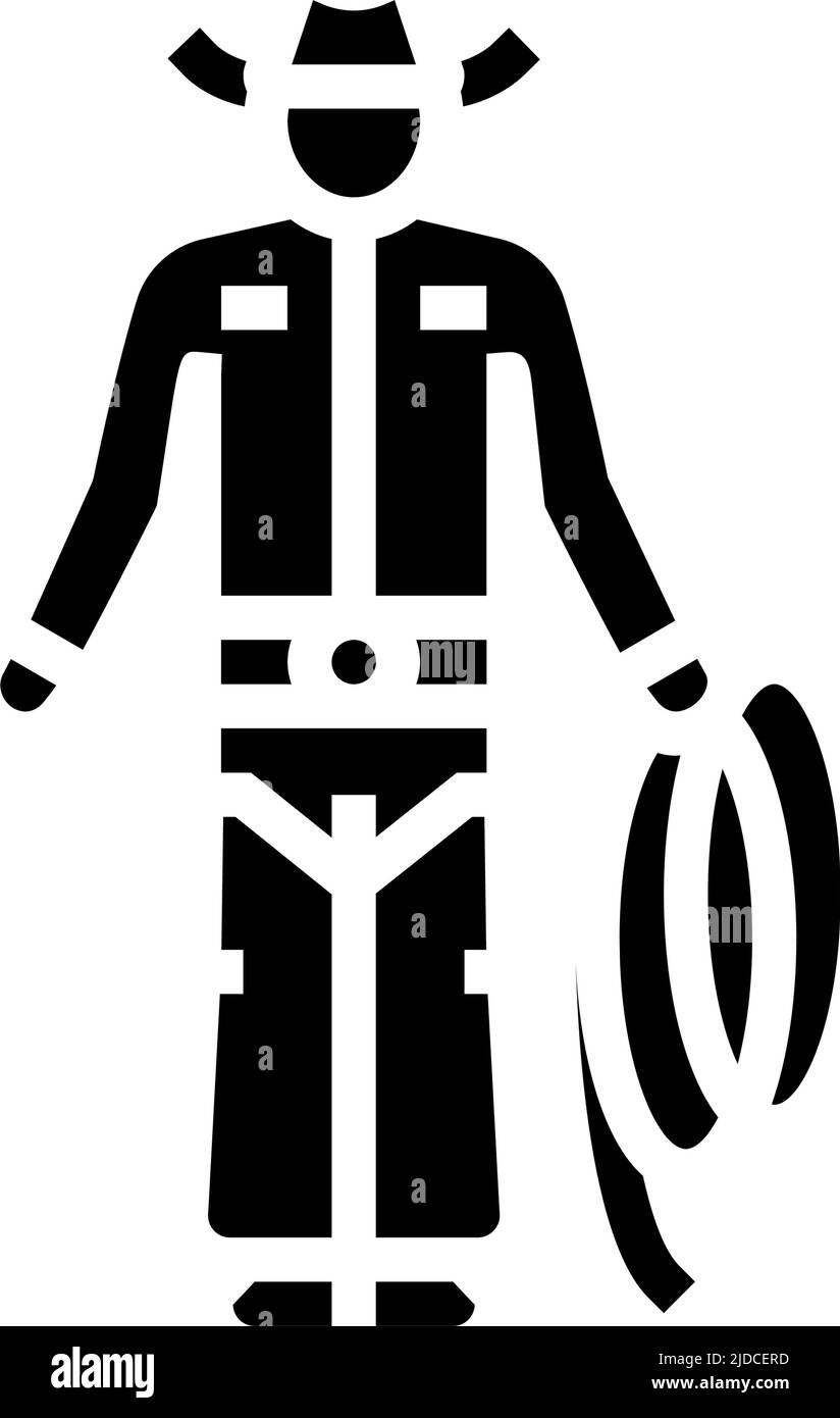 illustrazione del vettore dell'icona glyph dell'uomo occidentale di cowboy Illustrazione Vettoriale
