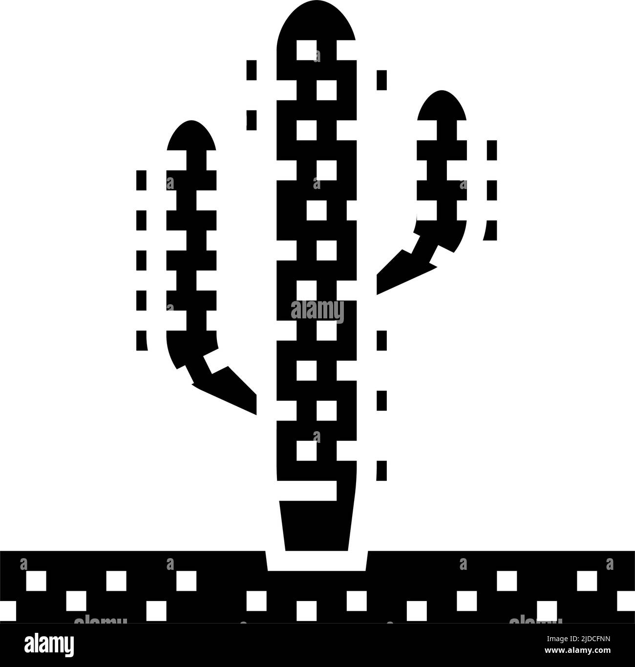 illustrazione del vettore dell'icona del glifo della pianta occidentale di cactus Illustrazione Vettoriale