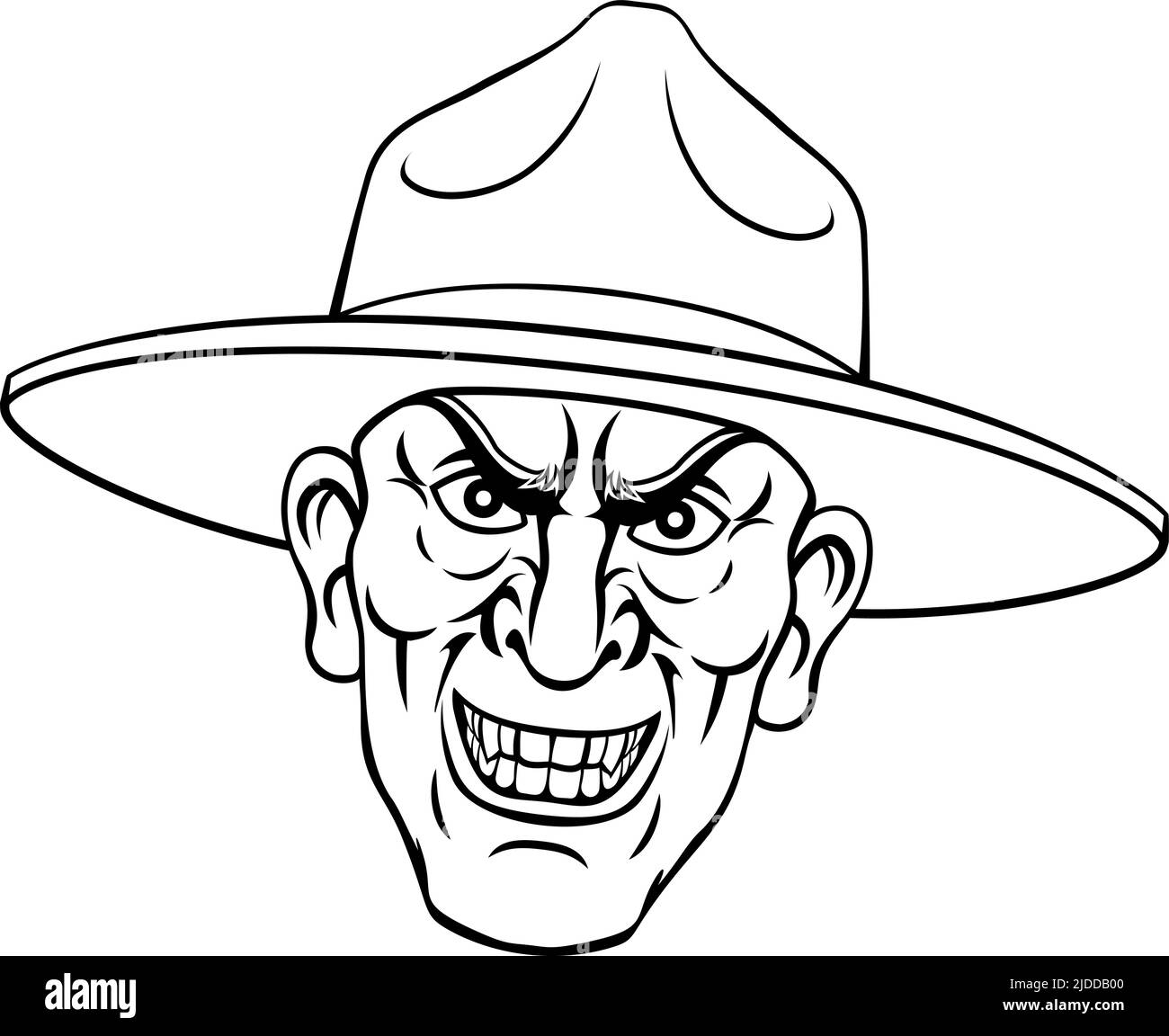 Esercito Bootcamp trapanare il sergente soldato Ponting Illustrazione Vettoriale