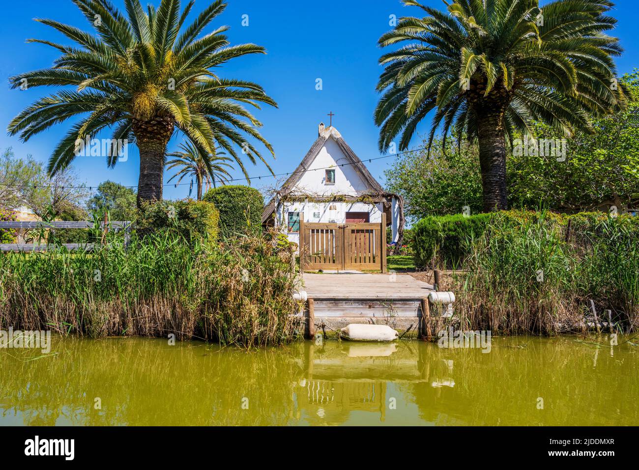 Barraca casa rurale tradizionale, El Palmar, Comunità Valenciana, Spagna Foto Stock
