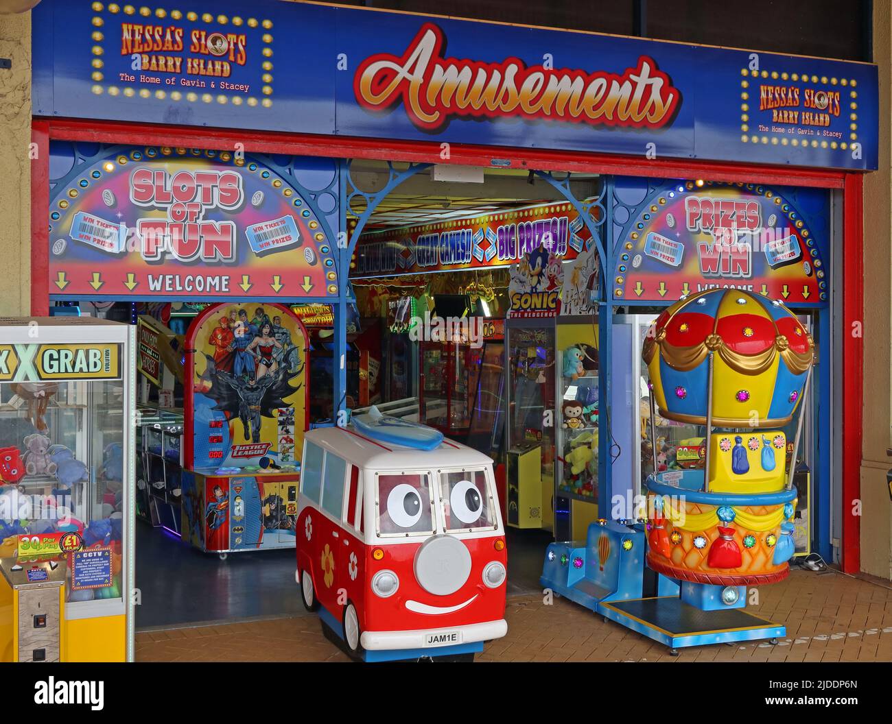 Nessas Slots, Amusements, 11 Paget Road, Barry Island, vale of Glamorgan, South Wales Seaside, Regno Unito, CF62 5TQ Foto Stock