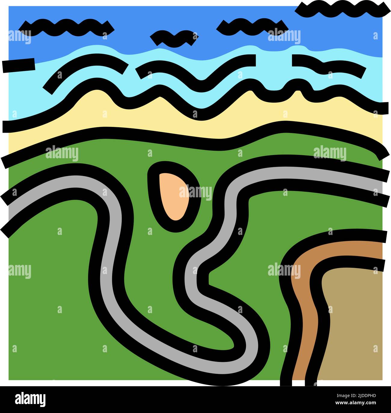 grande illustrazione vettoriale dell'icona del colore della strada dell'oceano Illustrazione Vettoriale