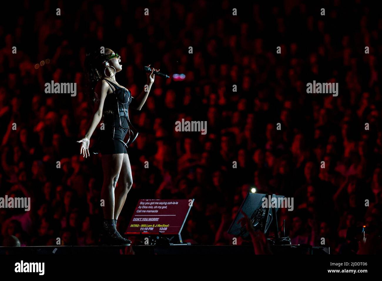 Lisbona, Portogallo, 19th giugno 2022. Secondo giorno di Rock nel Rio Lisboa Festival al Bela Vista Park. American hip hop band, Black Eyed Peas durante la performance © ABEL F. ROS/Alamy Live News Foto Stock