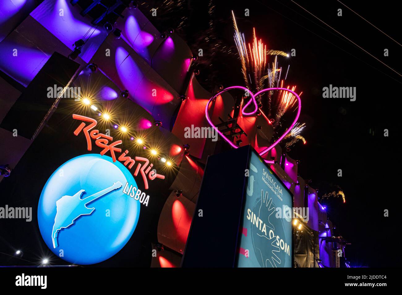 Lisbona, Portogallo, 19th giugno 2022. Secondo giorno di Rock nel Rio Lisboa Festival al Bela Vista Park. American hip hop band, Black Eyed Peas durante la performance © ABEL F. ROS/Alamy Live News Foto Stock