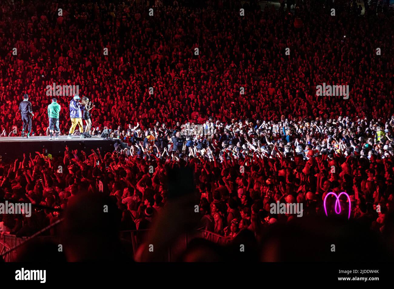 Lisbona, Portogallo, 19th giugno 2022. Secondo giorno di Rock nel Rio Lisboa Festival al Bela Vista Park. American hip hop band, Black Eyed Peas durante la performance © ABEL F. ROS/Alamy Live News Foto Stock