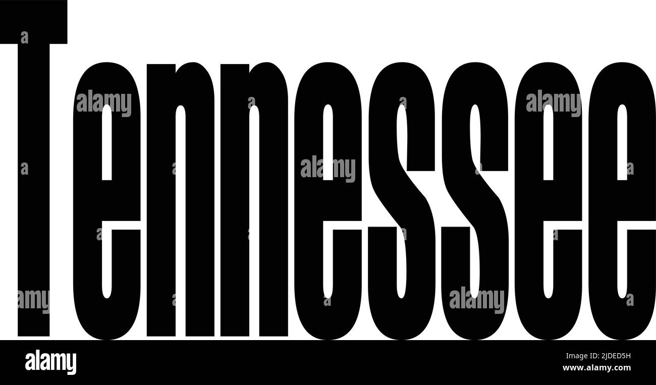 Simbolo di testo del Tennessee su sfondo bianco. Illustrazione Vettoriale