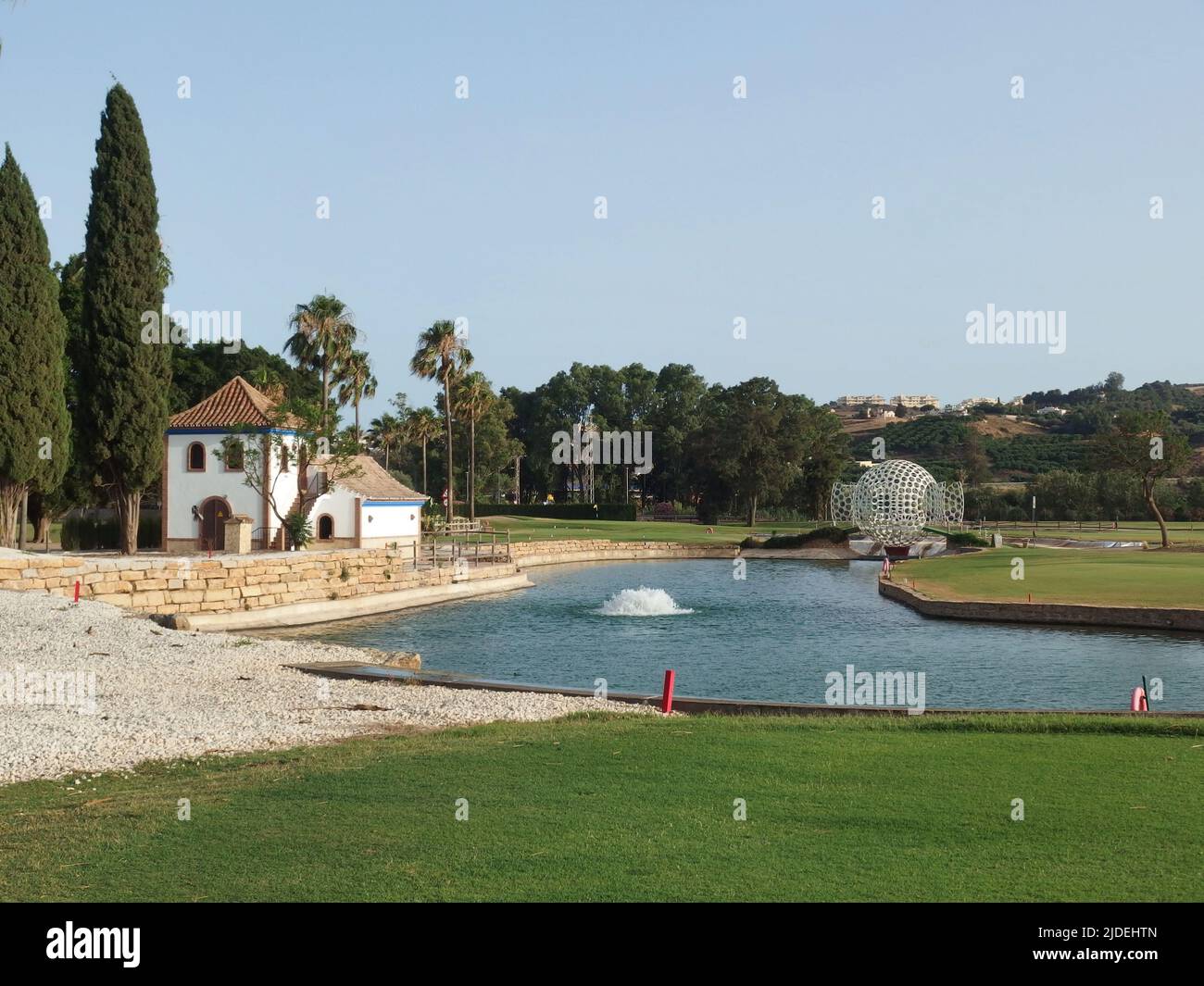 Campo da golf Los Lagos, Mijas Costa, provincia di Malaga, Spagna. Foto Stock
