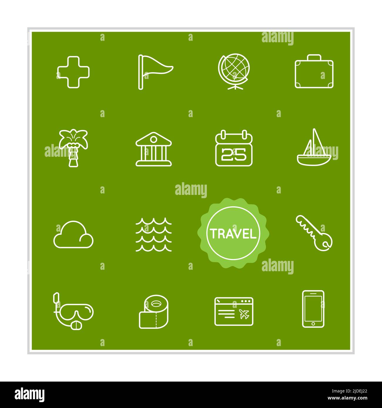 Set di elementi di illustrazione vettoriali per le vacanze di viaggio può essere utilizzato come logo o icona di qualità superiore Illustrazione Vettoriale