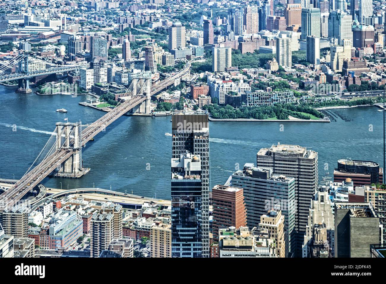 New York City vista dall'alto di One World Observatory. Foto Stock