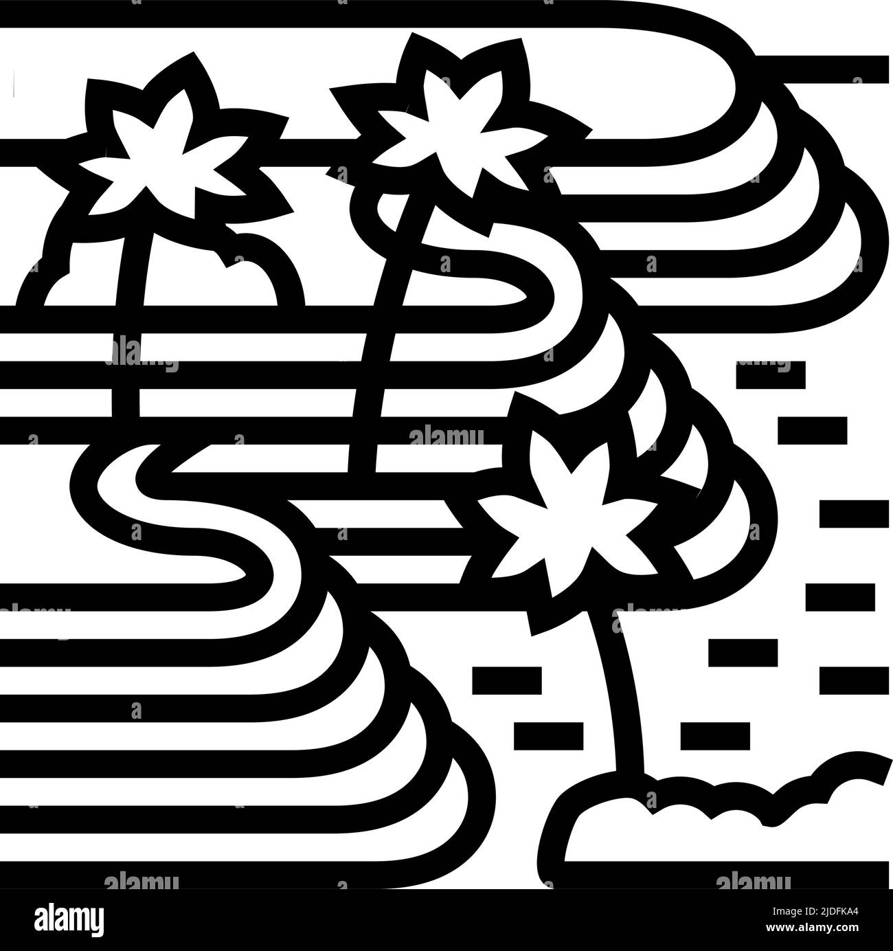 tegallalang riso terrazze linea icona vettore illustrazione Illustrazione Vettoriale