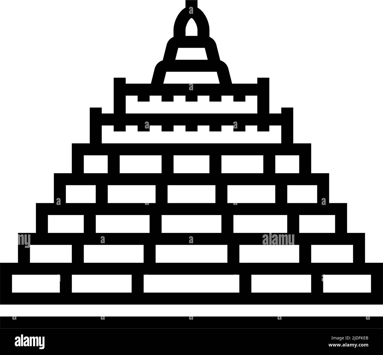 illustrazione vettoriale dell'icona della linea edilizia asiatica borobudur Illustrazione Vettoriale