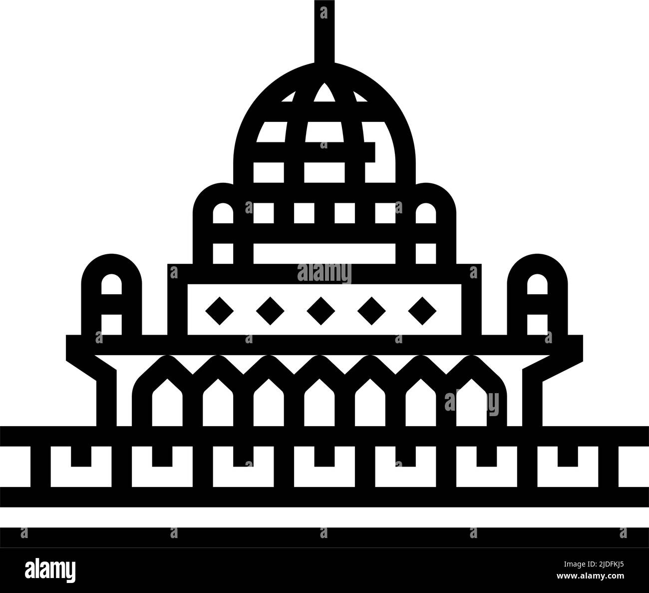 putrajaya costruzione linea icona vettore illustrazione Illustrazione Vettoriale