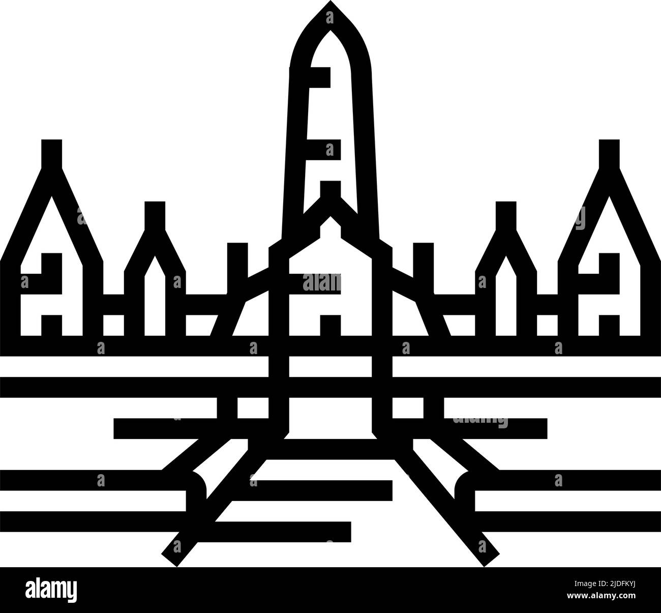 ayutthaya edificio storico linea icona vettore illustrazione Illustrazione Vettoriale