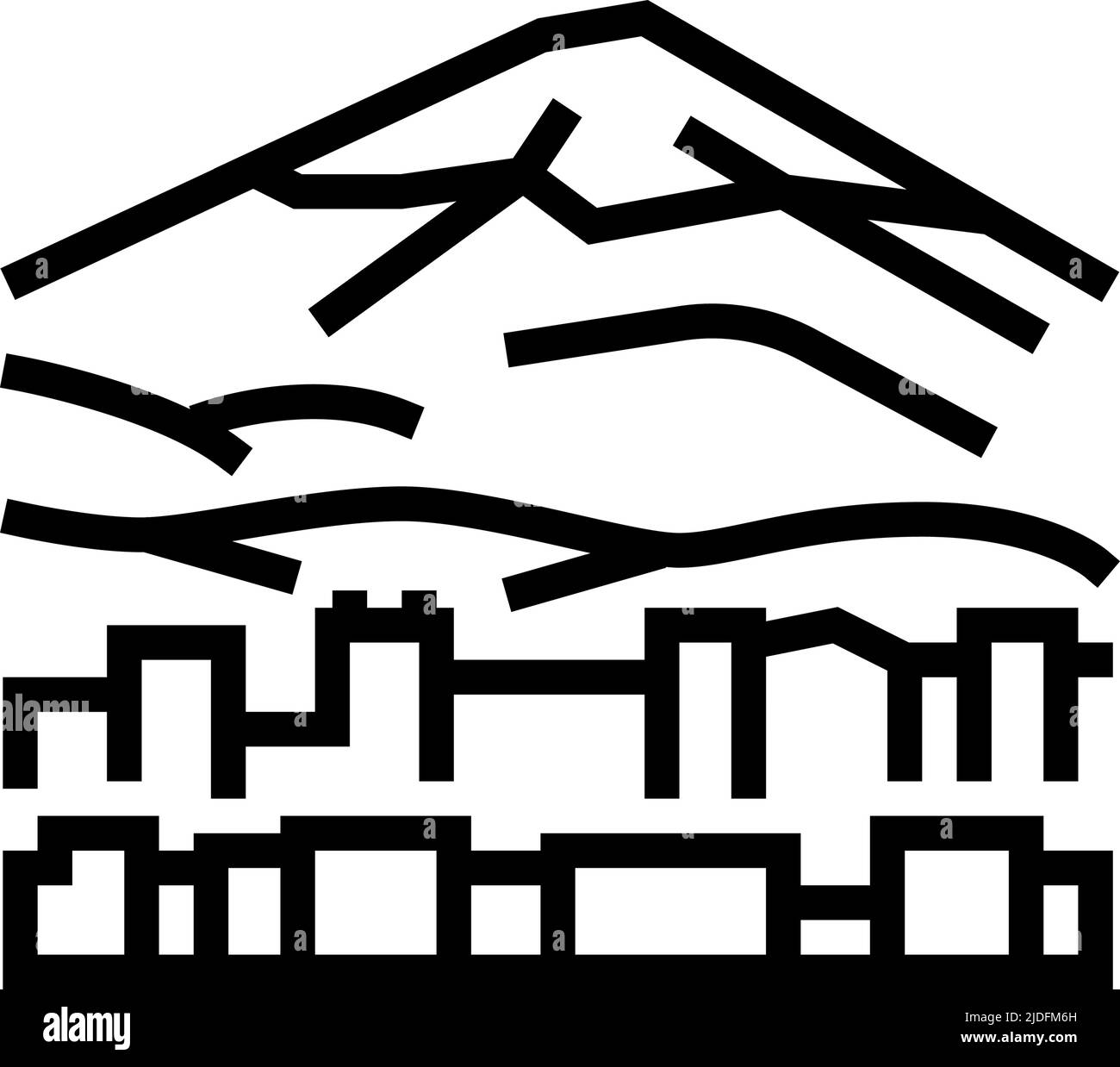 immagine vettoriale dell'icona della linea di montagna di fujiyama Illustrazione Vettoriale