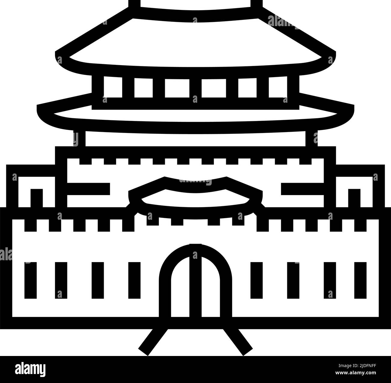 hwaseong linea fortezza icona vettore illustrazione Illustrazione Vettoriale